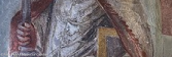 Wandgemälde des Apostels Petrus  an der Südwand des Kirchenschiffes