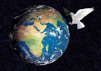 Die Taube als Friedenssymbol auf der Weltkugel