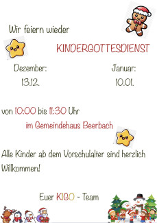 Kindergottesdiensttermine 2025.12 und 2026.01