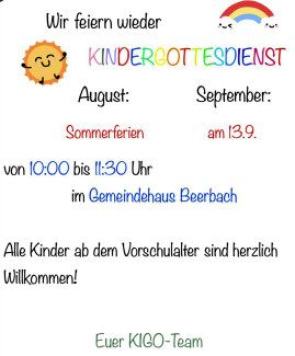 Kindergottesdienst im August und September