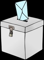 Ein Stimmzettel wird in die Stimmzettelbox eingeworfen