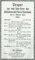 Erste Seite der Vesperordnung 1920